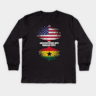 American Grown with Ghanaian Roots USA Flag Kids Long Sleeve T-Shirt